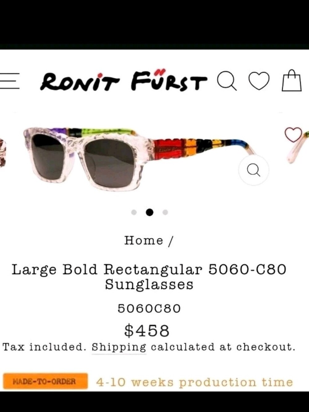 Ronit Furst Bold Sunglasses Handpainted 5060-CA 80